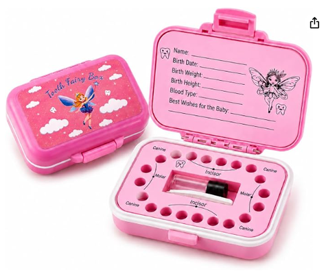 Tooth Fairy Box & Baby Tooth Keepsake Case for Kids- Natural Wheat Straw & PP Material, Easy-Write EVA Liner