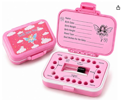 Tooth Fairy Box & Baby Tooth Keepsake Case for Kids- Natural Wheat Straw & PP Material, Easy-Write EVA Liner
