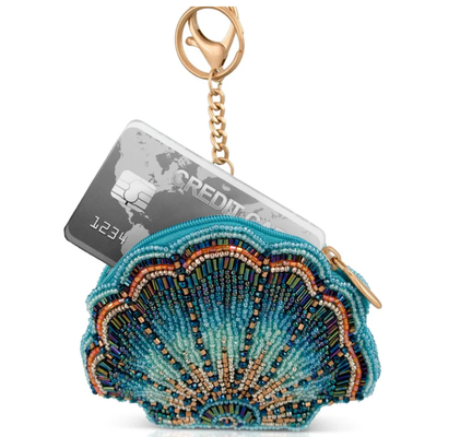 Blue Cove Coin Purse Purse Key ring and easy open trigger hook Beaded coin small bags