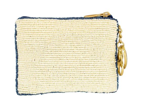 Hooked Up Coin Purse Eye catching butterfly coin bag with bold beadwork floral patterns playful tassel key ring and zipper closure perfect for small essentials