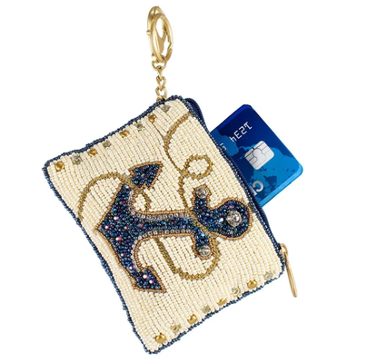 Hooked Up Coin Purse Eye catching butterfly coin bag with bold beadwork floral patterns playful tassel key ring and zipper closure perfect for small essentials