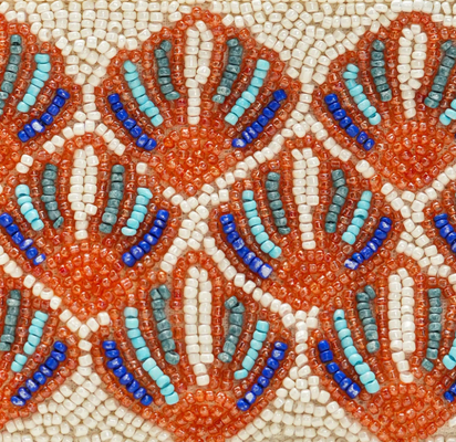 America & Beyond Seashell Pattern Beaded Coin Pouch || Hand-Beaded Shell Purse|| Zip Coin Purse for Women|| Coastal Mini Pouch