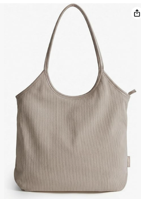 Corduroy Tote Bag for Women with Zipper Casual Shoulder Bag Lightweight Travel Tote Hobo Handbag with PU Leather Handles Beach Bag for Travel Shopping Campus