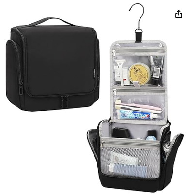 Hanging Toiletry Bag for Men, Travel Makeup Bag for Women, Blue Large Toiletries Organizer Bag Water-resistant Shaving Dopp Kit Shower Pouch Bathroom Hygiene Bag, Carry-on Travel Essentials