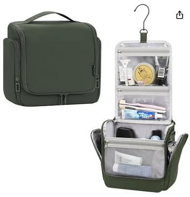 Hanging Toiletry Bag for Men, Travel Makeup Bag for Women, Blue Large Toiletries Organizer Bag Water-resistant Shaving Dopp Kit Shower Pouch Bathroom Hygiene Bag, Carry-on Travel Essentials