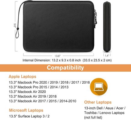 Water Resistant EVA Laptop Sleeve 13 Inch Protective Case Featuring Durable 1680d Polyester Surface for Secure Carrying