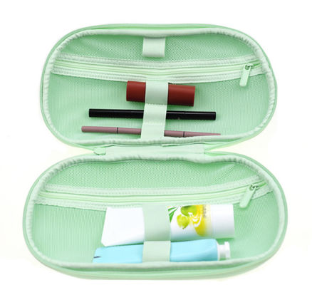 Mint Green EVA Toiletry Organizer Travel Bag 600D Mesh Pockets Inside