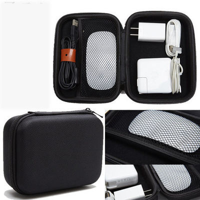 Fits Small Electronic Devices And Accessories EVA Electronic Case Black Portable Shockproof Protective Storage Organizer