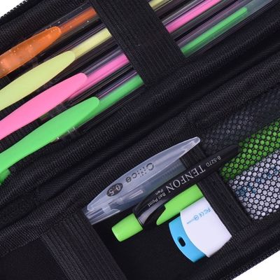 Black 3D EVA Hard Case Pencil Pouch 1800D Polyester PU Leather