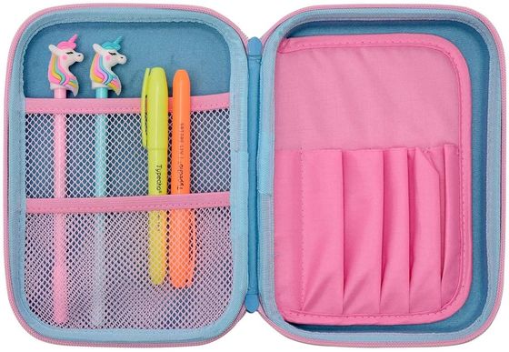 Waterproof EVA Pencil Case Featuring 3D Unicorn Design Elastic Pocket and Molded Foam Interior for Storage and Transport
