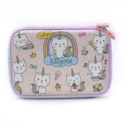 Custom EVA Pencil Case Hard Shell PU Leather Sequin Design Waterproof Shockproof Protective Pencil Box for School and Travel
