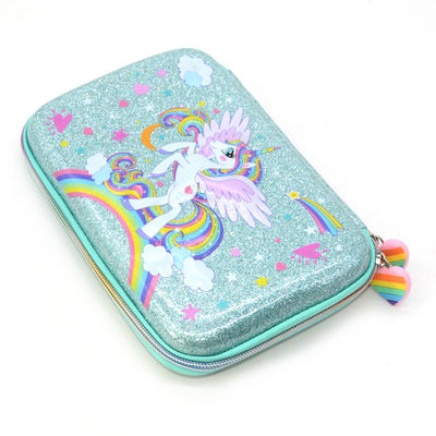 Custom EVA Pencil Case Hard Shell PU Leather Sequin Design Waterproof Shockproof Protective Pencil Box for School and Travel