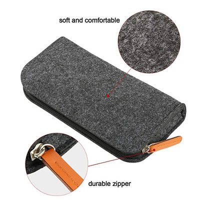 Portable durable 3mm felt EVA Pencil Case in dark grey nylon reusable lightweight design suitable for office school and student