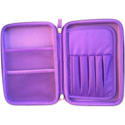 Custom EVA Pencil Case with waterproof shockproof features mesh pocket and embossing debossing metal plate logo options