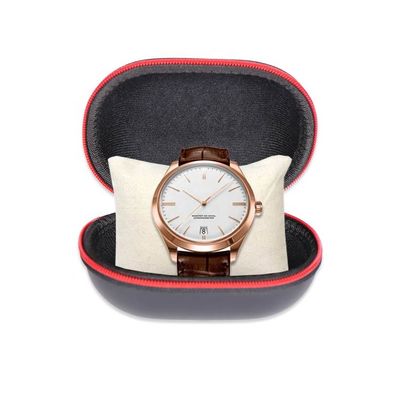 Pantone Color Leather EVA Zipper Watch Case Fabric Debossing Logo