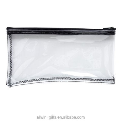 Clear PVC Waterproof Zipper Bank Deposit Bags pencil bag 10.5 X 5.5 Inch