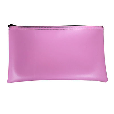 Heat Transfer Printed Zipper Bank Bags Made from Clear Vinyl and Leather for Secure Storage of Bank Checks Pens and IDs