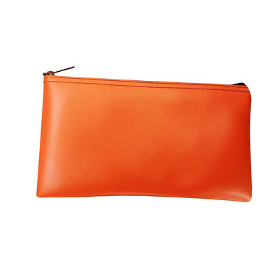 Heat Transfer Printed Zipper Bank Bags Made from Clear Vinyl and Leather for Secure Storage of Bank Checks Pens and IDs