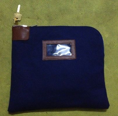 ODM OEM Canvas 11X6inch Zippered Bank Deposit Bags With 2 Keys Canvas Locking Zipper Bank Deposit Bag With PVC Pocket With 2 Keys Zipper Bank Bags