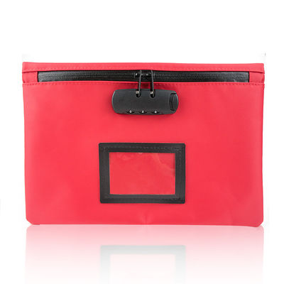 Reusable Zipper Bank Bags with Customized Color and Size Featuring Transparent Vinyl Pocket and Locking Mechanism