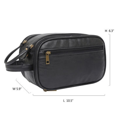 Hot Sales Mens Toiletry Kits Waterproof PU Leather Material Travel Zipper Bag