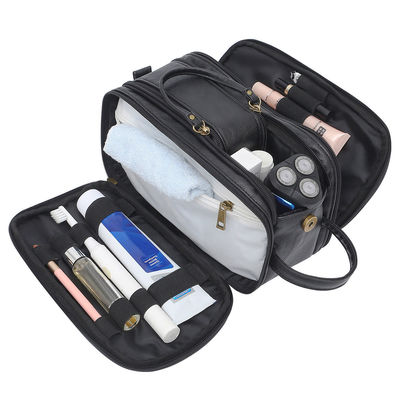 Hot Sales Mens Toiletry Kits Waterproof PU Leather Material Travel Zipper Bag