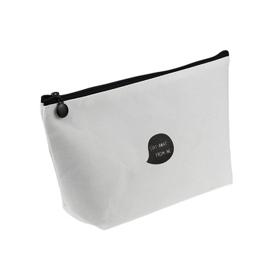 Washable Toiletry Wash Bag Cosmetic Cotton Canvas Makeup Bag With Zipper