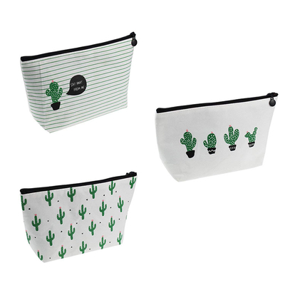Washable Toiletry Wash Bag Cosmetic Cotton Canvas Makeup Bag With Zipper
