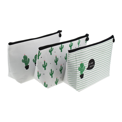 Washable Toiletry Wash Bag Cosmetic Cotton Canvas Makeup Bag With Zipper