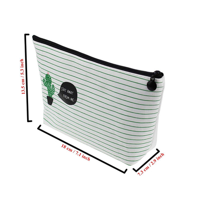 Washable Toiletry Wash Bag Cosmetic Cotton Canvas Makeup Bag With Zipper