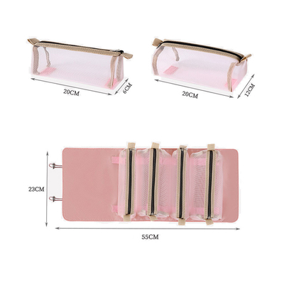 Four In One Mesh Folding Makeup Wash Bag Travel Portable Makeup Brush Storage