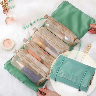Four In One Mesh Folding Makeup Wash Bag Travel Portable Makeup Brush Storage