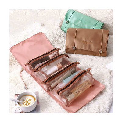 Four In One Mesh Folding Makeup Wash Bag Travel Portable Makeup Brush Storage
