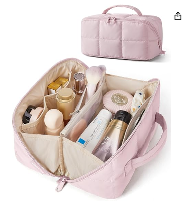 Travel Makeup Bag, Wide Open Toiletry Organizer 9.84 * 5.12 * 5.12