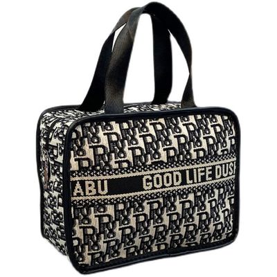Amazon Cotton Fabric With Lining 210D Makeup Storage Case For Travel